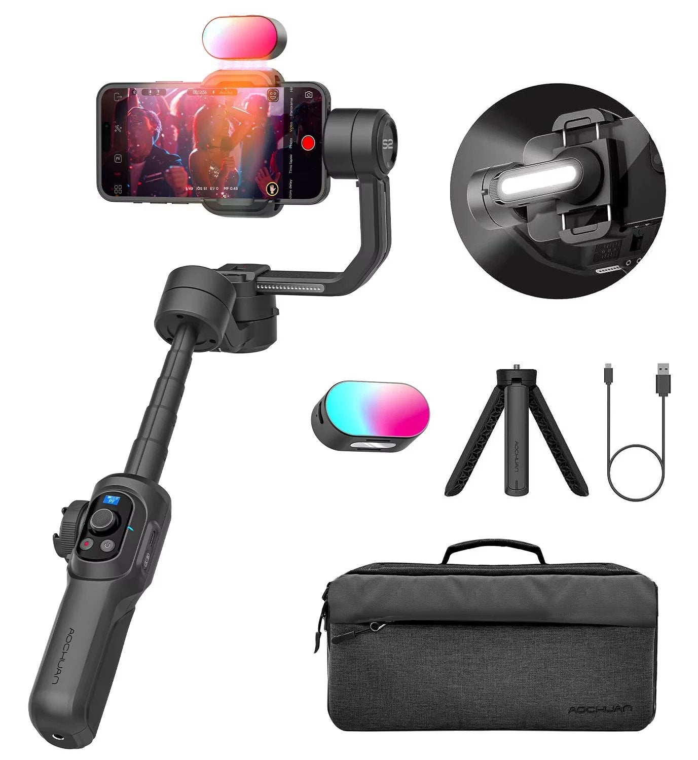 Smart S2 Smart Gimbal Stabiliser for Smartphone Professional Industry-Standard 3-Axis Phone Gimbal with Extendable Rod