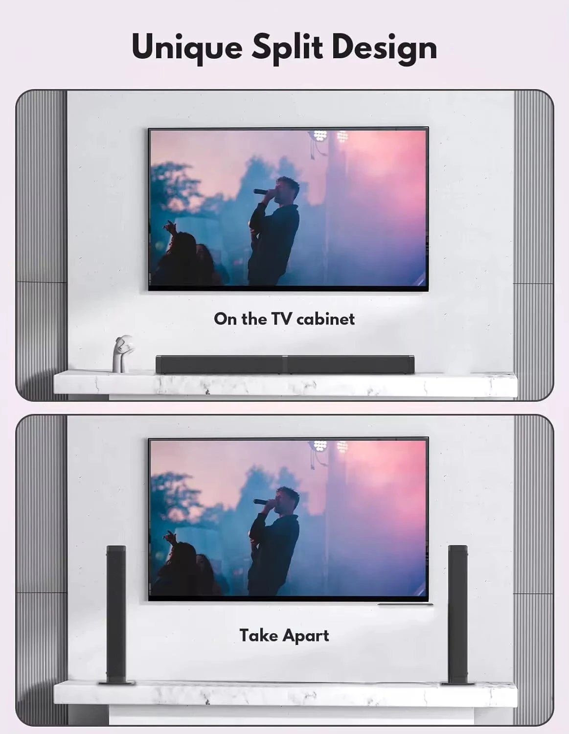 2 in 1 Separable Sound Bars 4 Speaker System Wireless TV Speaker Subwoofer BT