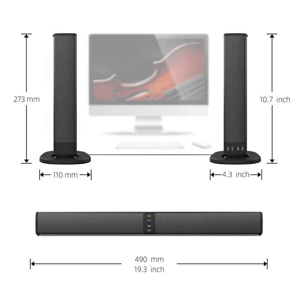 2 in 1 Separable Sound Bars 4 Speaker System Wireless TV Speaker Subwoofer BT