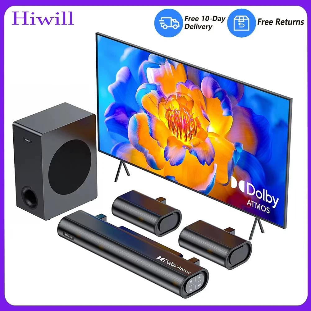A51 5.1 Channel Soundbar Subwoofer Speaker Kit, 380W Peak Power, Adjustable Treble & Bass