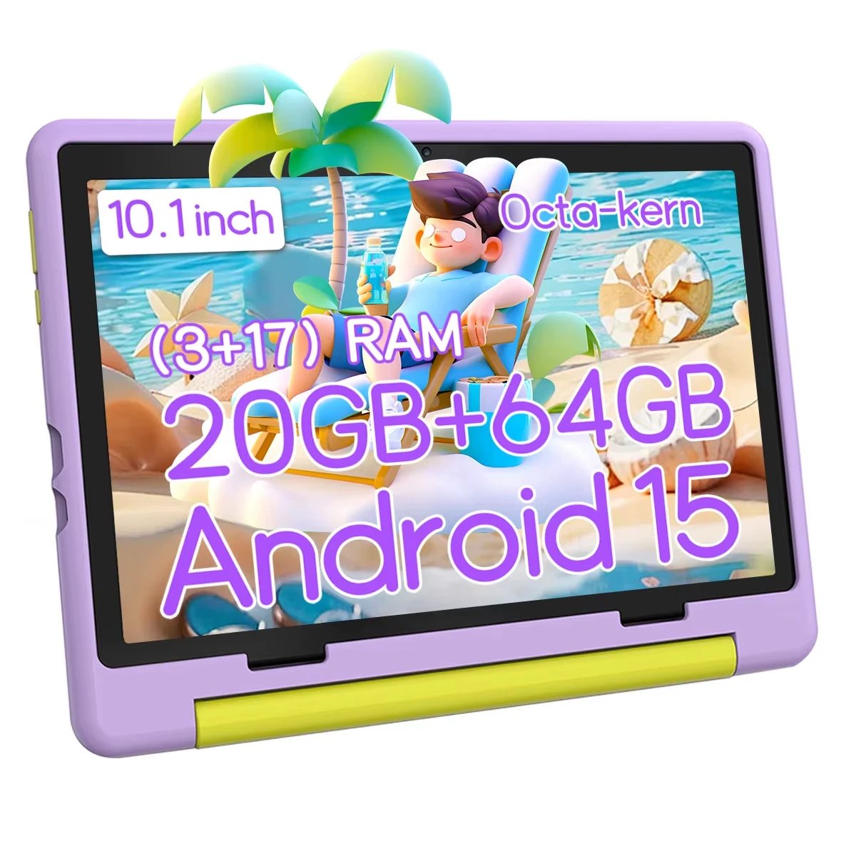 Kid Tablet 10Inch Android15 20GB RAM 64GB ROM 128GB Expandable 5000Mah 8-Core Wifi Bluetooth Children'S Gift KIDOZ Kids Software