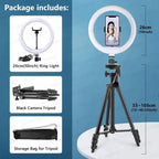 26Cm Photo Ringlight LED Selfie Ring Light Phone Lamp Photography Lighting with Tripod Stand Holder, Optional Remote Control