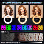 10Inch LED Ring Light, Two Section Adjustable 160Cm Tripod, Portable Fill Light for Live Streaming, Photo Selfies, Video Record