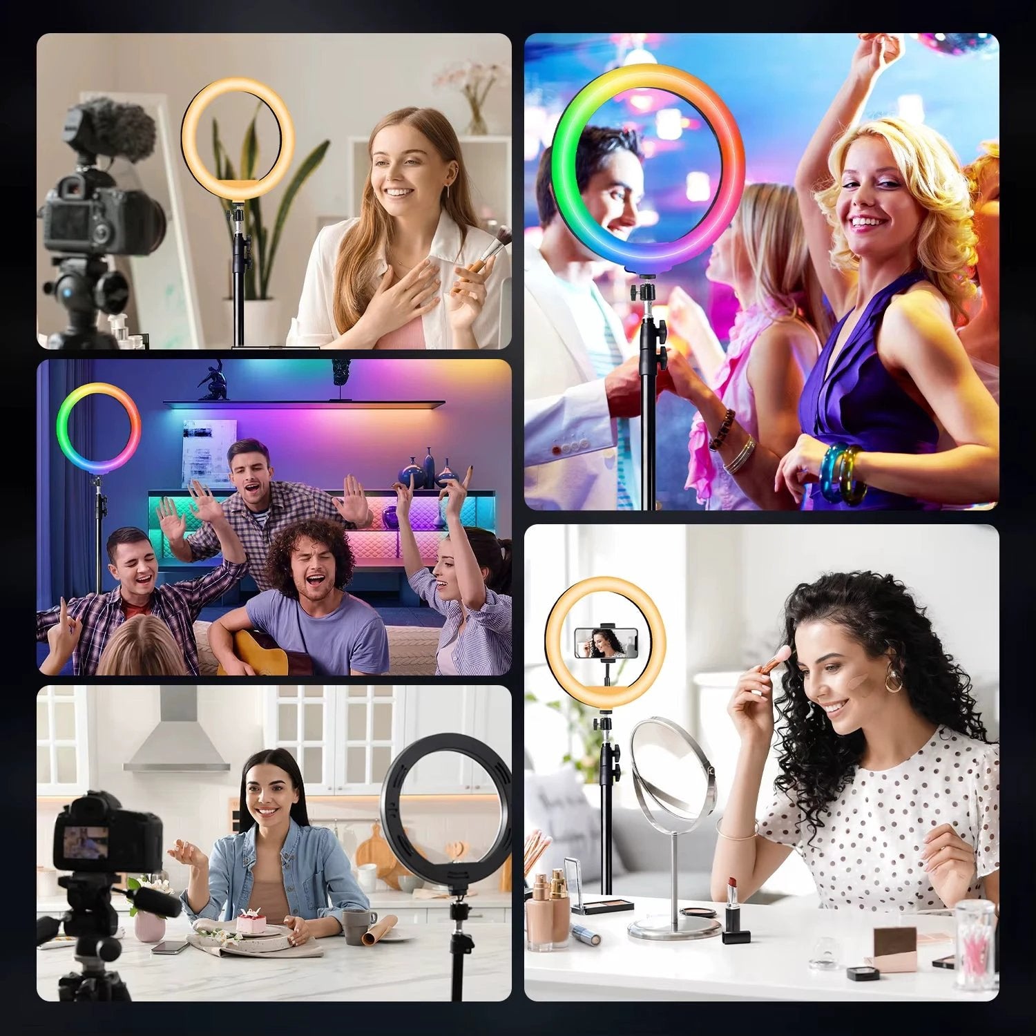 10Inch LED Ring Light, Two Section Adjustable 160Cm Tripod, Portable Fill Light for Live Streaming, Photo Selfies, Video Record