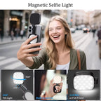 Foldable Magnetic Phone Selfie Light with Mirror for Magsafe Iphone 16 15 Fill Light Led Ringlight Video Photography Accessories