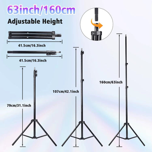 10Inch LED Ring Light, Two Section Adjustable 160Cm Tripod, Portable Fill Light for Live Streaming, Photo Selfies, Video Record
