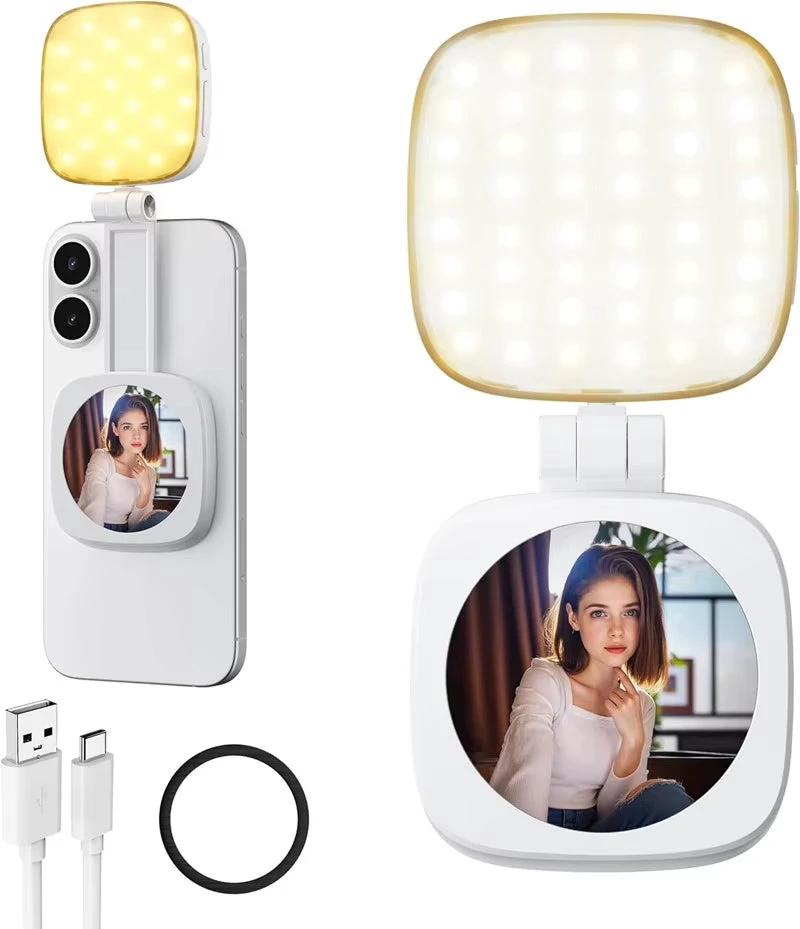 Foldable Magnetic Phone Selfie Light with Mirror for Magsafe Iphone 16 15 Fill Light Led Ringlight Video Photography Accessories