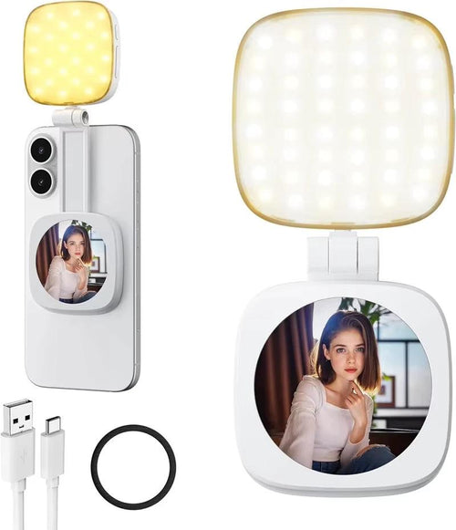 Foldable Magnetic Phone Selfie Light with Mirror for Magsafe Iphone 16 15 Fill Light Led Ringlight Video Photography Accessories