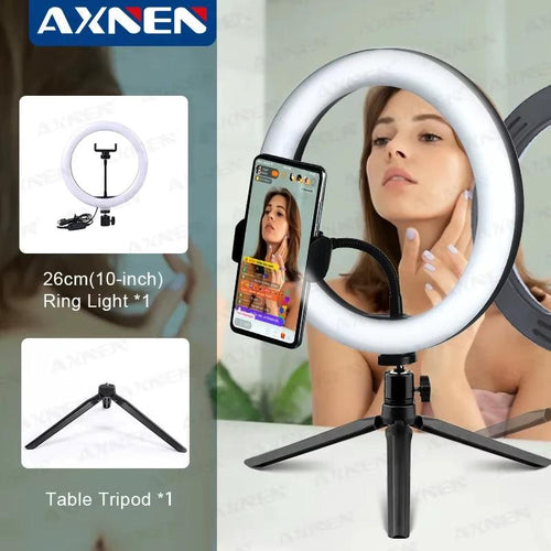 10" 26Cm LED Selfie Ring Light Photography Video Light Ringlight Phone Stand Tripod Fill Light Dimmable Lamp Trepied Streaming