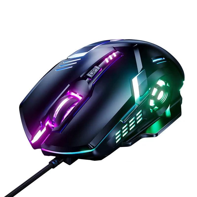 TAF Wired Mouse Keyboard RGB Breathing Backlit 3600DPI Adjustable Macro Programming 6 Keys Gaming Mice High-Performance Keyboard