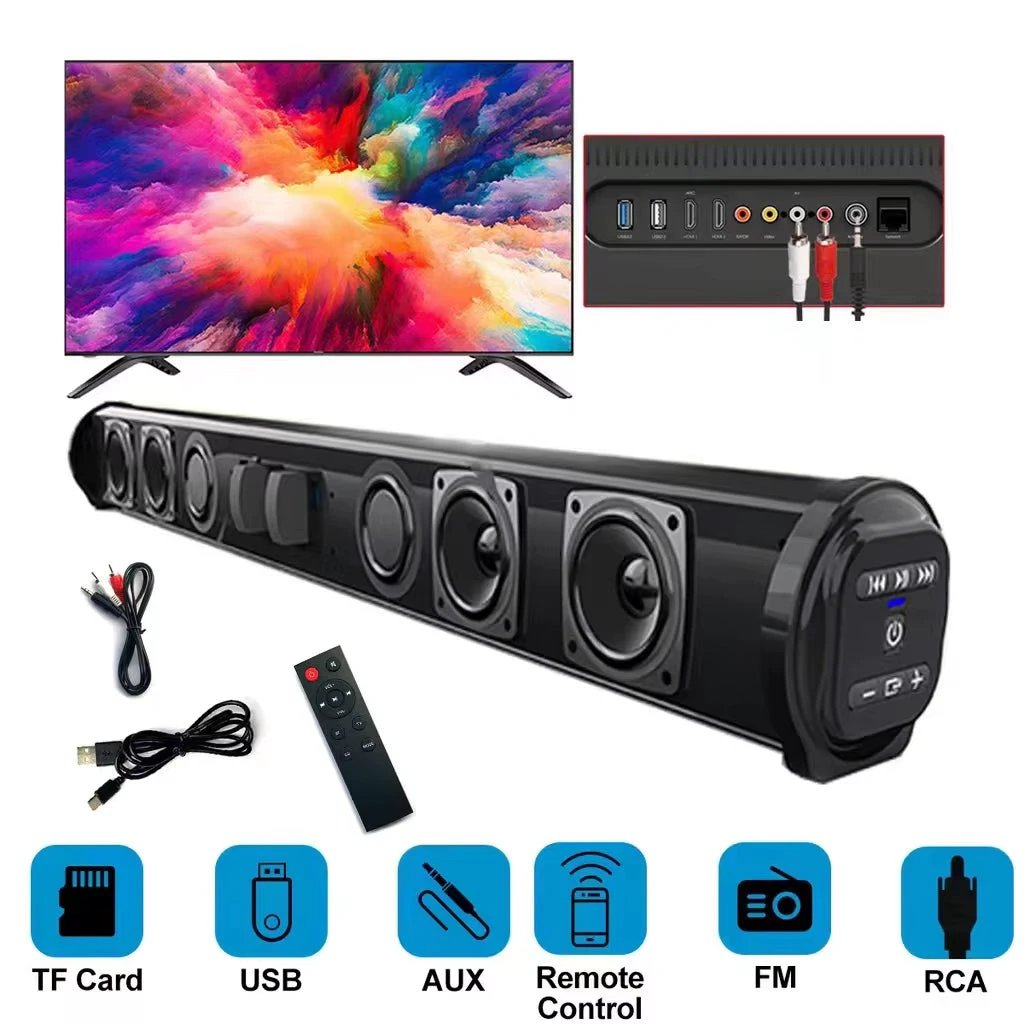 TV Car Sound Bar Wired and Wireless Bluetooth-Compatible Home Surround Soundbar for PC Theater TV Computer Speaker