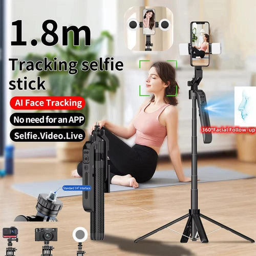 1.8M 360 Rotation following Shooting Mode Gimbal Stabilizer Selfie Stick Tripod Gimbal for Smartphone Live Photography