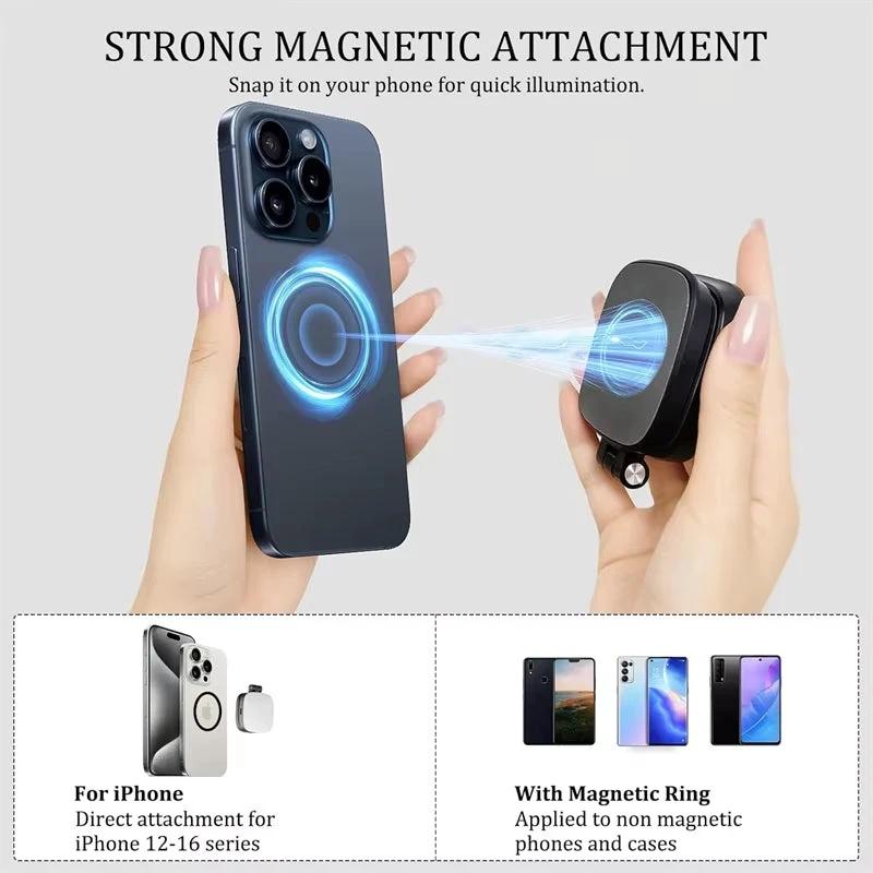 Foldable Magnetic Phone Selfie Light with Mirror for Magsafe Iphone 16 15 Fill Light Led Ringlight Video Photography Accessories