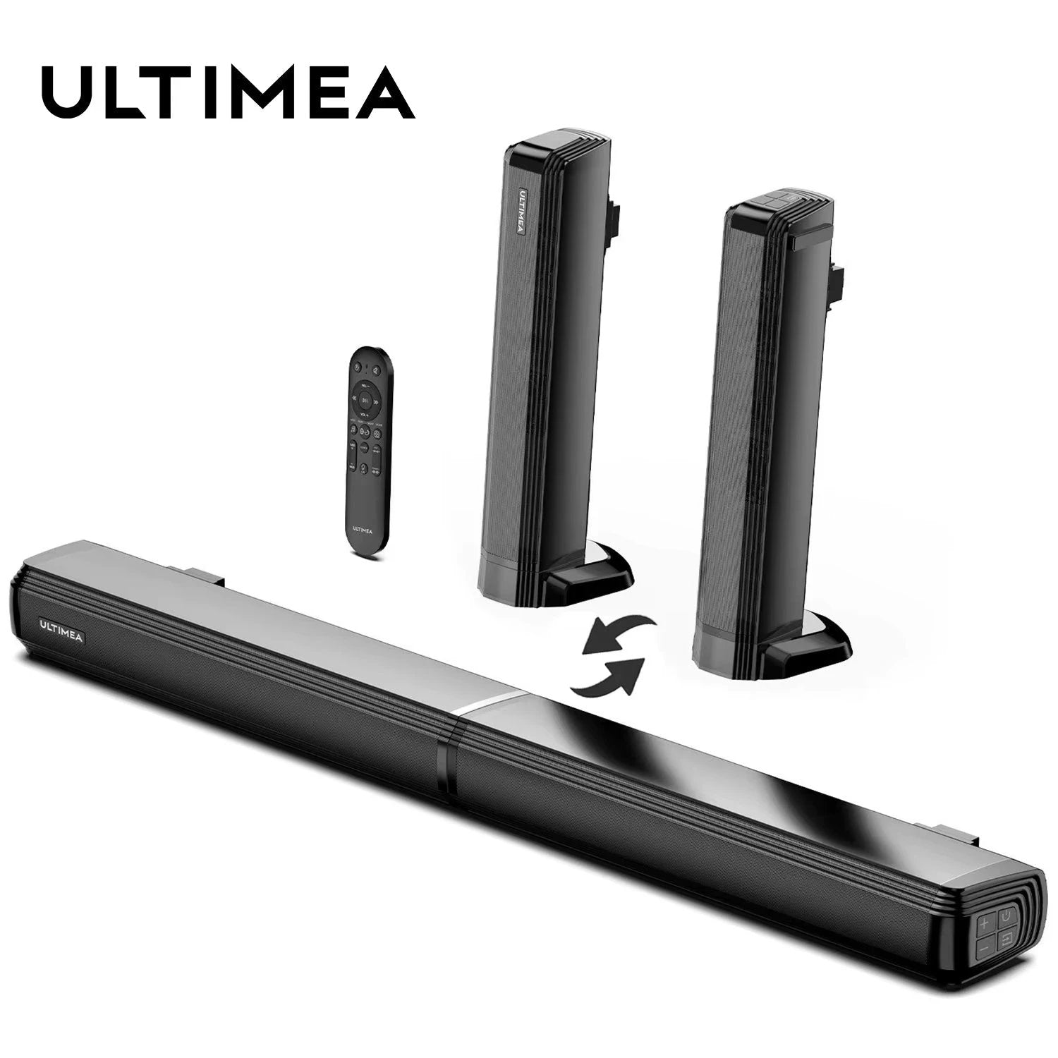 2.2Ch Soundbar for TV, Peak Power 100W, 2-In-1 Detachable Bluetooth 5.3 Soundbar for TV, 3 EQ Modes, Bass Adjustable