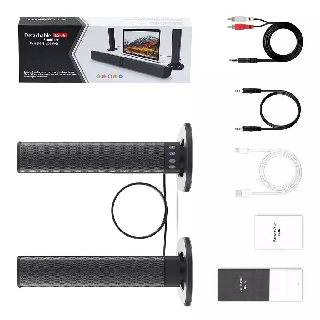 2 in 1 Separable Sound Bars 4 Speaker System Wireless TV Speaker Subwoofer BT