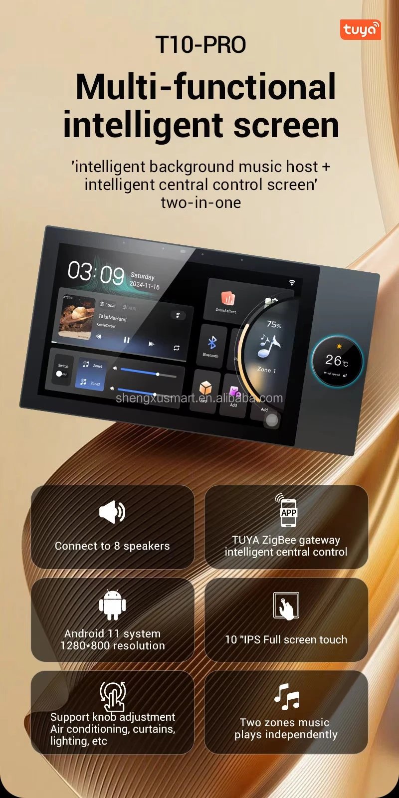 10-Inch Smart Home Central Control Panel with Music Background Enhances Home Automation Devices
